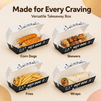 Boîte à hot-dogs jetable avec couvercle, en carton blanc de qualité alimentaire, logo personnalisé, pour saucisses, sandwichs, frites, vente en gros pour les stades