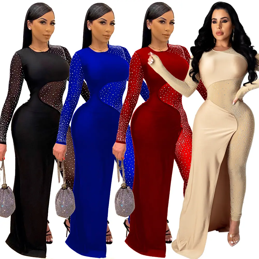 Hot ironed diamond one piece jumpsuit skirt woman club wear outfits dresses elegant women party sexy evening dresses gown