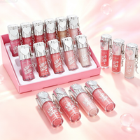 Porte-clés Miroir Cœur Brillant à Lèvres Scintillant Hydratant Huile à Lèvres Repulpante Teinte Brillante Maquillage des Lèvres
