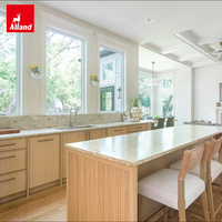 Armoires de cuisine modernes Allandcabinet Fluted Island Slim Shaker Base pour four et micro-ondes avec hotte arquée