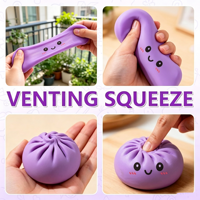 Jouet en purée de dumpling, Boîte mystère de purée de baozi, Balle anti-stress colorée en purée de calmar, Jouet élastique avec cuiseur vapeur