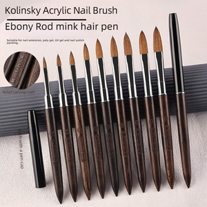 Pinceau à ongles Kolinsky avec manche en bois, logo personnalisé, pinceau professionnel pour la peinture à la poudre acrylique, pinceau pour salon de manucure - Product Image 1