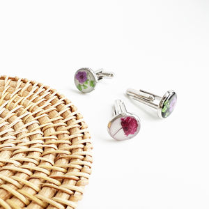 <span class=keywords><strong>Gemelos</strong></span> de flores prensadas secas reales para mujer, diseño único, resina transparente redonda personalizada, epoxi - Product Image 2