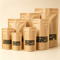 Sacs en papier kraft avec fermeture éclair, impression en héliogravure, fenêtre transparente, matériaux recyclés, refermables pour aliments, vente en gros du fabricant
