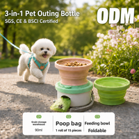 Gamelle de voyage pliable 3-en-1 pour chien, personnalisable avec logo, en silicone écologique, durable, étanche et anti-fuite