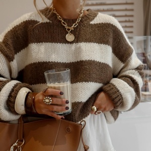 Suéter de Punto de Manga Larga para Mujer, Estilo Coreano, Cuello Redondo, Holgado, Estilizador, a la Moda - Product Image 2