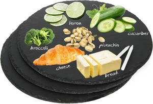 Usine <span class=keywords><strong>En</strong></span> Gros Personnalisé Offre Spéciale Restaurant Naturel Noir Rond Plateau De Fromage Sushi Steak Pierre Plaque D'<span class=keywords><strong>ardoise</strong></span> - Product Image 3