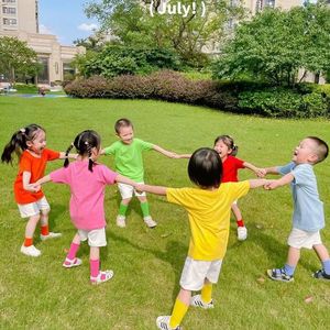 Camisa de manga corta de color Sky Candy para niños, ropa de algodón para actividades de jardín de infantes, talla 100-160 - Product Image 2