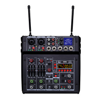Console de mixage audio mini professionnelle 4 canaux pour microphone sans fil USB DSP, construction métallique, suppression du bruit pour studio