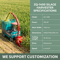 Moissonneuse de fourrage ZQ-1400 à vitesse de travail de 4-6 km/h, avec bac de levage hydraulique et distance de projection de 10 m pour une récolte de fourrage sans effort