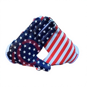 Gants de football américain personnalisés imprimés par sublimation, en cuir véritable, à doigts complets, avec fermeture à glissière, imperméables et anti-UV - Product Image 1