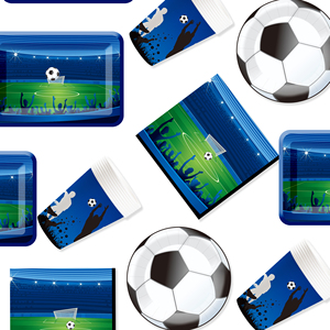 DAMAI - Juego de Vajilla Desechable de Papel con Diseño Deportivo para Fiesta de Cumpleaños, Platos, Servilletas y Vasos con Temática de Fútbol - Product Image 4