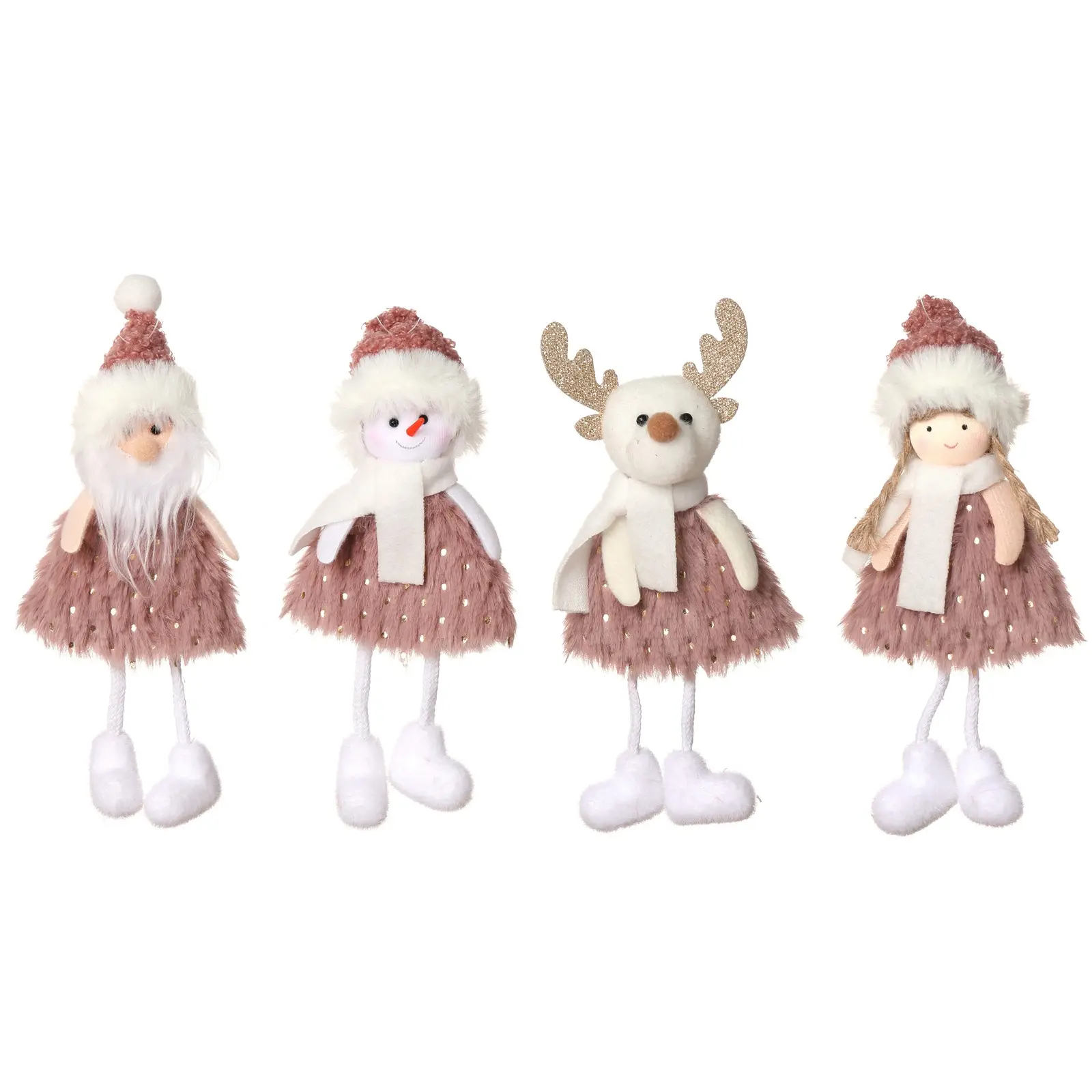 Plush Christmas Tree Ornaments Santa Reindeer Snowman Xmas Decorative Hanging