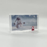 Cadre photo personnalisé en acrylique liquide avec figurine flottante du Père Noël et flocons de neige scintillants pour Noël – Vente en gros, plusieurs tailles