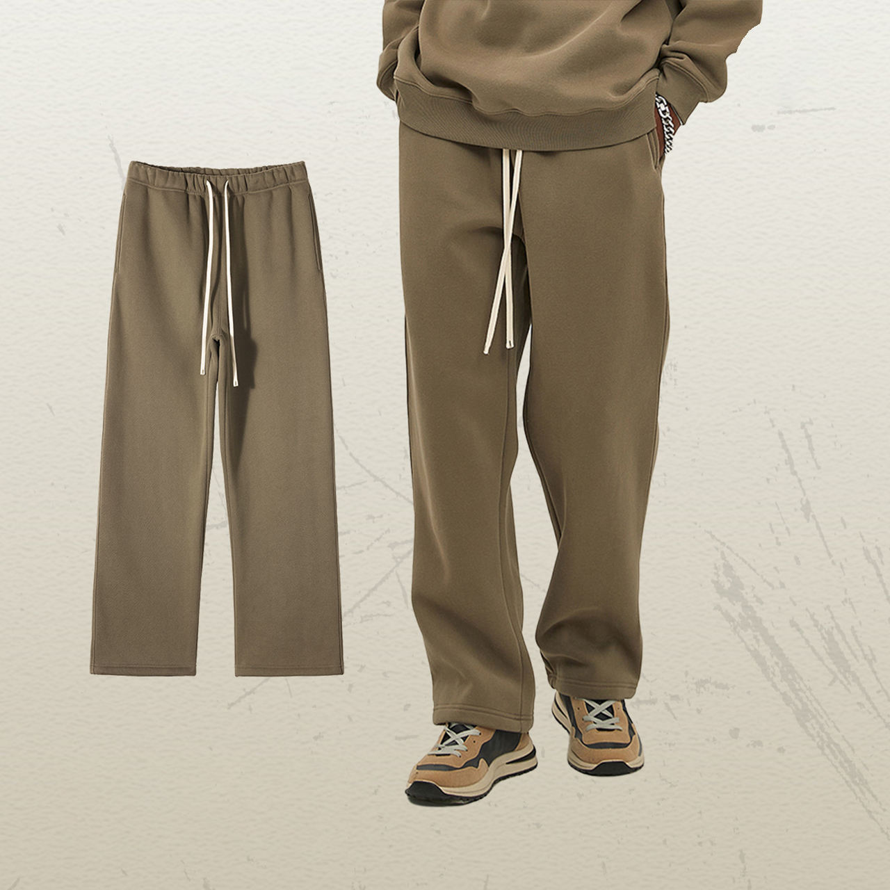 กางเกงขายาวสีกาแฟสีเทา