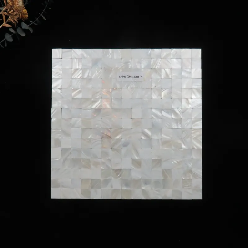 Foshan beyaz deniz kabuğu mozaik çini tasarım inci kabuk kiremit mutfak Backsplash mozaik