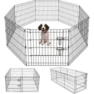Recinto Pieghevole in Metallo per Animali Domestici, Box per Cuccioli da Esterno, Recinto Pieghevole Nero per Cuccioli - Product Image 1