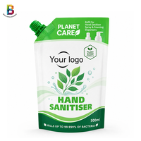 Pochettes souples personnalisées imprimées en usine de 500 ml et 1 L pour recharge de nettoyant liquide, savon ou détergent, avec bec verseur et poignée