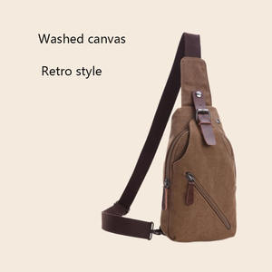 Sac bandoulière homme en toile délavée, sac de poitrine décontracté pour l'extérieur, vente en gros d'usine - Product Image 2
