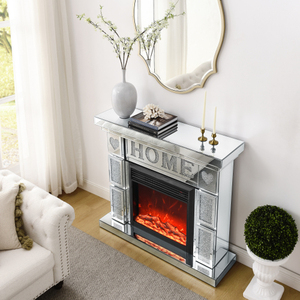 W 46" X D 12.6 X H 41" Acrylic <b>Fireplace</b> TV Cabinet Adjustable Storage Mid-Century Modern Design Fits 65" TVs - Product Image 2