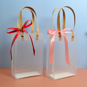 Wholesale Customized Promotional Cost-effective Clear Transparent Shopping Plastic Gift Tote PVC Bag with Handles