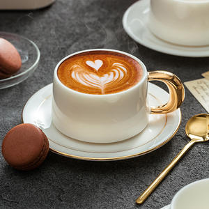 Ensemble <span class=keywords><strong>de</strong></span> tasse à café en céramique élégante tasse à café tasse à café en porcelaine Latte Cappuccino <span class=keywords><strong>vaisselle</strong></span> pour usage commercial à la maison café club - Product Image 2