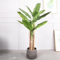 Qihao Vente en gros Plante artificielle d'intérieur Bonsaï Arbre bananier Feuilles vertes Bonsaï avec pot en plastique pour la maison Hôtel De