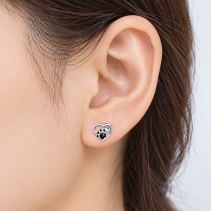 Orecchini a perno a forma di cuore con zampa per donna, design a impronta cava, accessori per l'orecchio da indossare tutti i giorni - Product Image 3