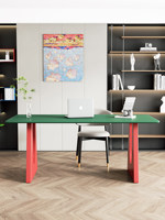 Bureau d'ordinateur moderne pour salle d'étude ou bureau, style Memphis, rectangulaire, avec coins arrondis, en bois massif