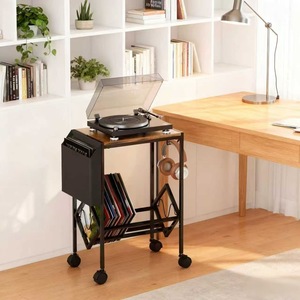 Cd <b>Rack</b> Metal Storage Shelf With Wooden Top For Living Room Bookshelf Vinyl <b>Record</b> Holder - Product Image 3