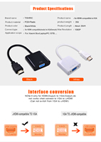 Câble HDMI vers VGA, sans audio, ne peut transmettre que des images, sans son du tout