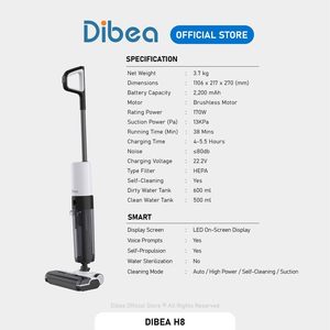 Aspirateur sans fil OEM <span class=keywords><strong>DIBEA</strong></span> H8, aspirateur eau et poussière intelligent, laveur de sols pour le nettoyage domestique - Product Image 6