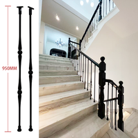 Balustres d'escalier en métal noir de 14 mm au design moderne, en fer forgé massif, adaptés aux systèmes de balustrades d'escalier intérieurs en bois et en fer