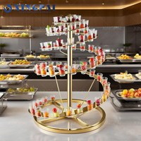 Décorations d'hôtel cinq étoiles XINGPAI, présentoirs de buffet en or royal, supports en acier inoxydable en spirale pour la présentation des aliments
