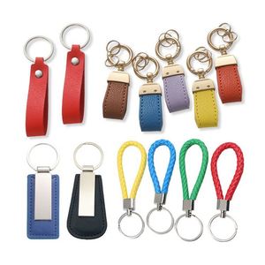 Manufacturer Custom Brand Logo <b>Name</b> Souvenir PU Leather Keychain Metal Promotional Car Keyring - Product Image 1