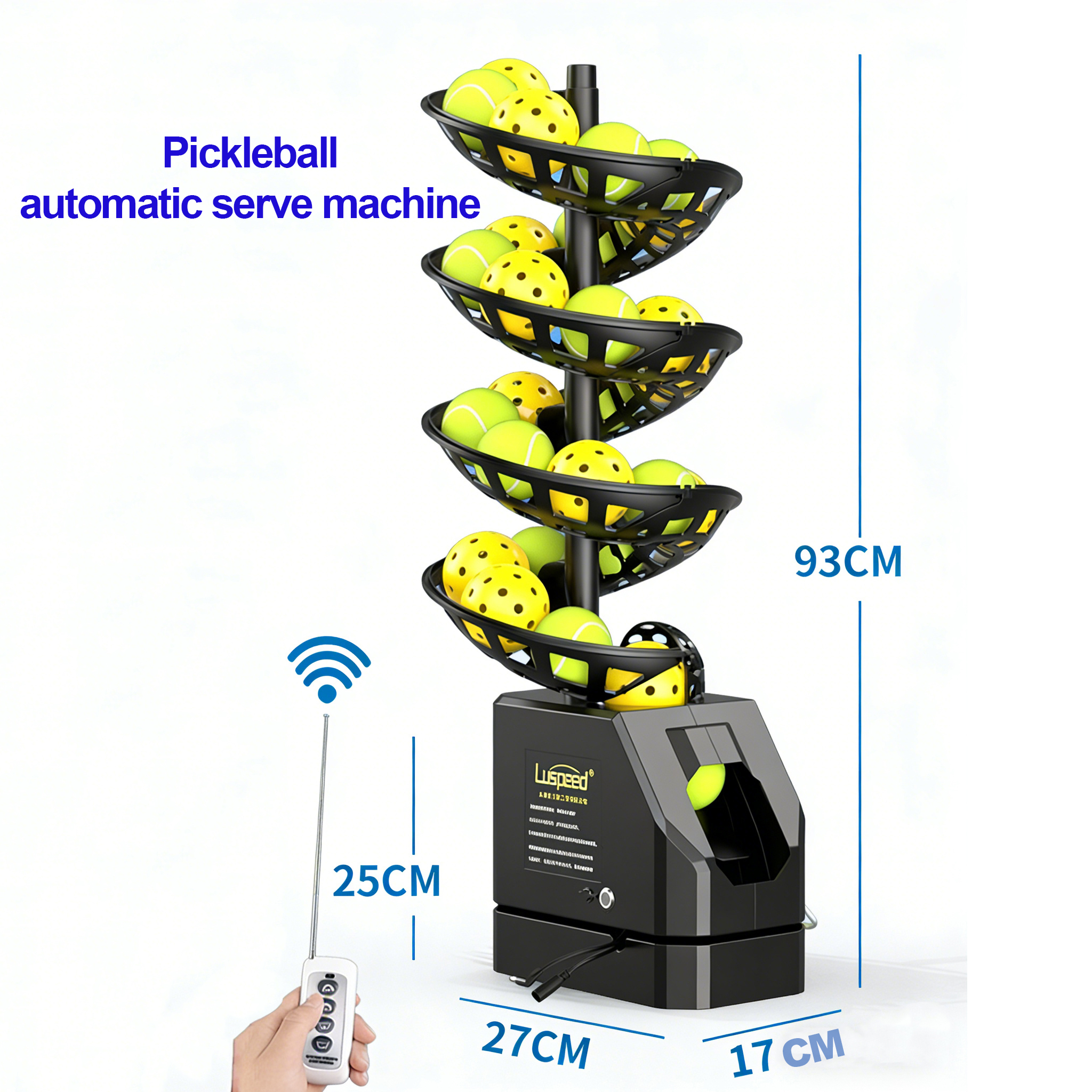 2-in-1 Pickleball & Tennis Ball Machine Remote Control Launcher Trainer with Ball Catch Net for Solo Training