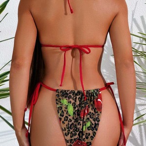 YY6232 Bikini <span class=keywords><strong>triangle</strong></span> imprimé cerise Tendance mode 2025 - Product Image 4