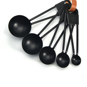 Lot de 9 tasses à mesurer en acier inoxydable noir avec revêtement antiadhésif, ensemble de cuillères, outils de cuisson, outils de cuisine - Product Image 5