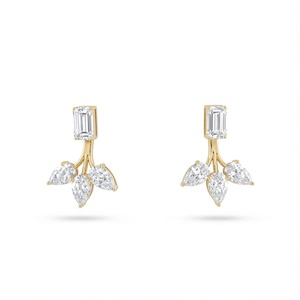 Boucles d'oreilles en diamant émeraude et poire deux-en-un - Or 9k, 14k, 18k - Product Image 4