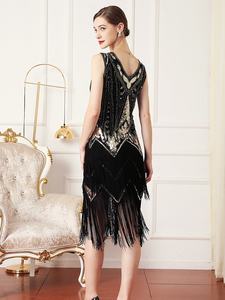 ชุดเดรสย้อนยุคสำหรับผู้หญิงชุดกระโปรงบานสไตล์เรโทรสุด1920s ประดับด้วยลูกปัดชุดเดรสปาร์ตี้งานแจ๊สราตรีธีมคำราม20ชุดเดรสปาร์ตี้งานกลางคืน - Product Image 6