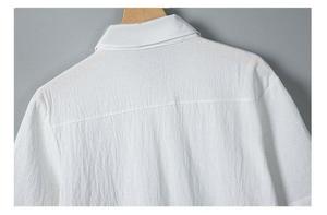 Camicie da <span class=keywords><strong>uomo</strong></span> in cotone e <span class=keywords><strong>lino</strong></span> a maniche corte stile estivo traspirante stile Casual stile Casual t-shirt da <span class=keywords><strong>spiaggia</strong></span> per gli uomini - Product Image 3