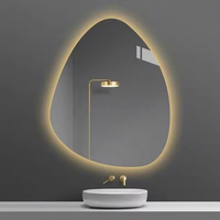 Miroir LED intelligent mural sans cadre, anti-buée, rétroéclairé, moderne et personnalisé pour salle de bain, hôtel, avec interrupteur tactile 3 couleurs à intensité variable
