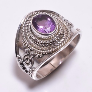 Bague d'améthyste naturelle en argent Sterling 925, bijoux uniques de fabrication - Product Image 1