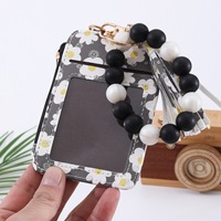 Dompet Kartu Berumbai Bunga Manik-Manik Silikon dengan Tali Gantungan untuk Wanita, Dompet Kecil, Gelang Tangan