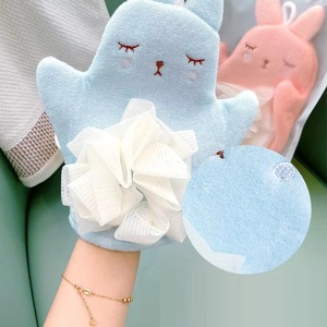 Gants de bain animaux de dessin animé mignon serviette double face ménage frottant plâtre exfoliant bébé gants de bain - Product Image 1