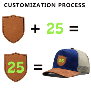 Gorra de béisbol de gamuza de cinco paneles con etiqueta de cuero y logotipo personalizado para hombre y mujer, gorra de camionero de malla a juego de colores para primavera y verano - Product Image 3