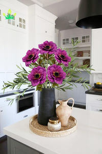 Anémone artificielle fleurs en soie violet Faux réaliste coquelicots fleurs en vrac pour Vase centres de table maison mariage Bouquet décoration - Product Image 4