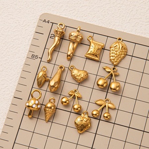 Abundancia y Fortuna |   Colgantes de Acero Inoxidable con Baño de Oro PVD de 18K con Diseño de Frutas para la Creación de Joyas, Amuleto de la Suerte y la Prosperidad - Product Image 2