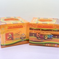 Hamburger réaliste surdimensionné, jouet à presser en caoutchouc à rebond rapide, jouet anti-stress de style alimentaire, jouet sensoriel pour la relaxation, emballé en boîte