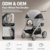 Poussette pour animaux de compagnie à 4 roues avec auvent de protection, panneaux en maille respirante, panier de rangement et porte-gobelet pour petits chiens et chats